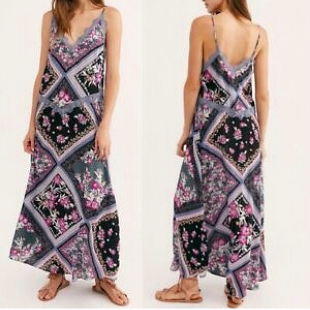 FREE PEOPLE STEVIE Boho floral Lace Maxi Dress large